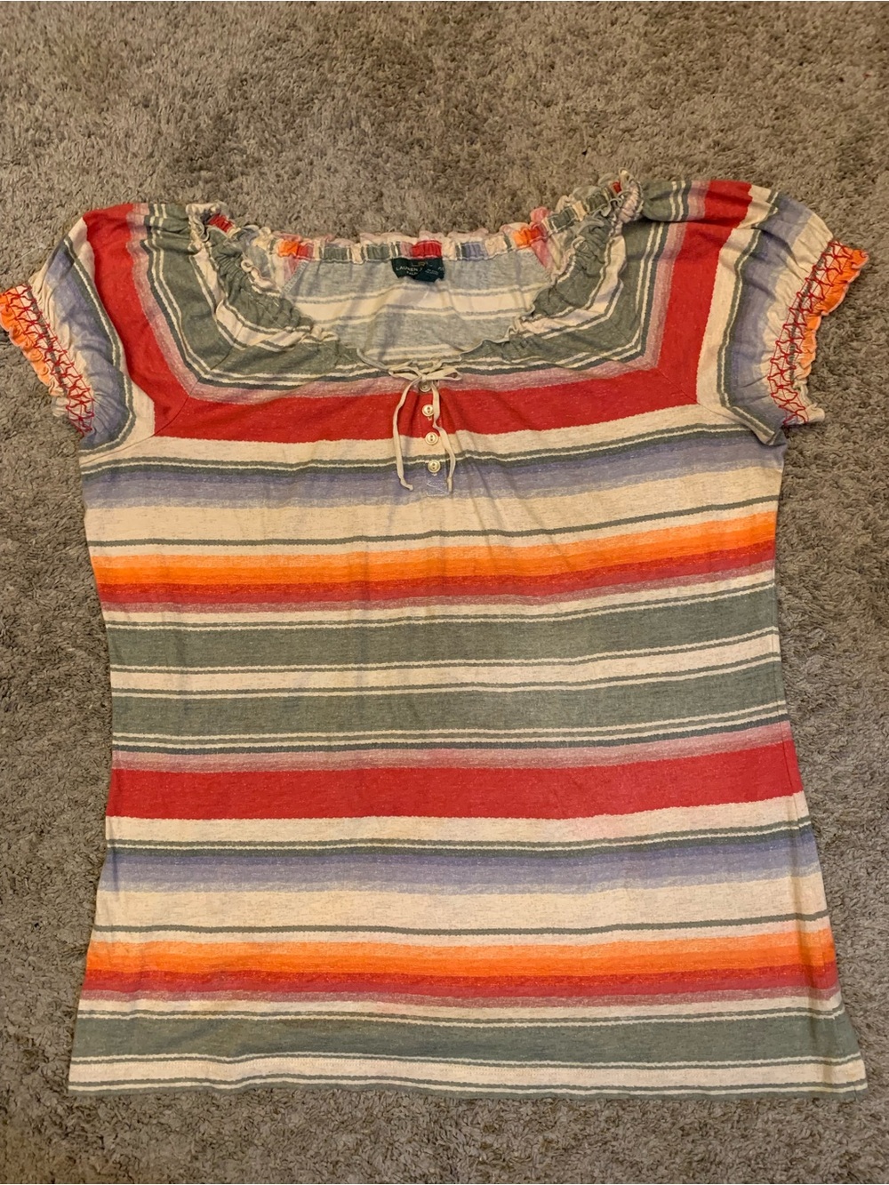 Ralph Lauren Multi-Color Striped Short Sleeve Top